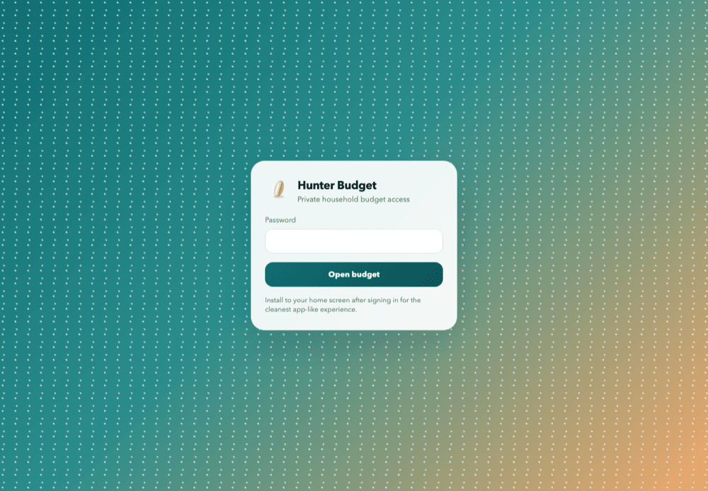 Hunter Budget secure sign-in screen