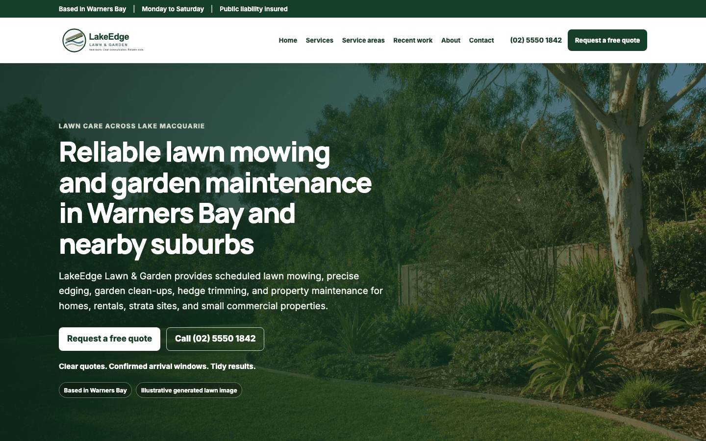 LakeEdge Lawn & Garden website displayed on desktop and mobile